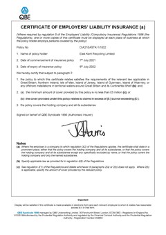 Insurance Certificate